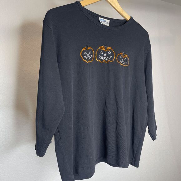 Vintage Black Halloween Pumpkin Fall Shirt - Picture 3 of 4